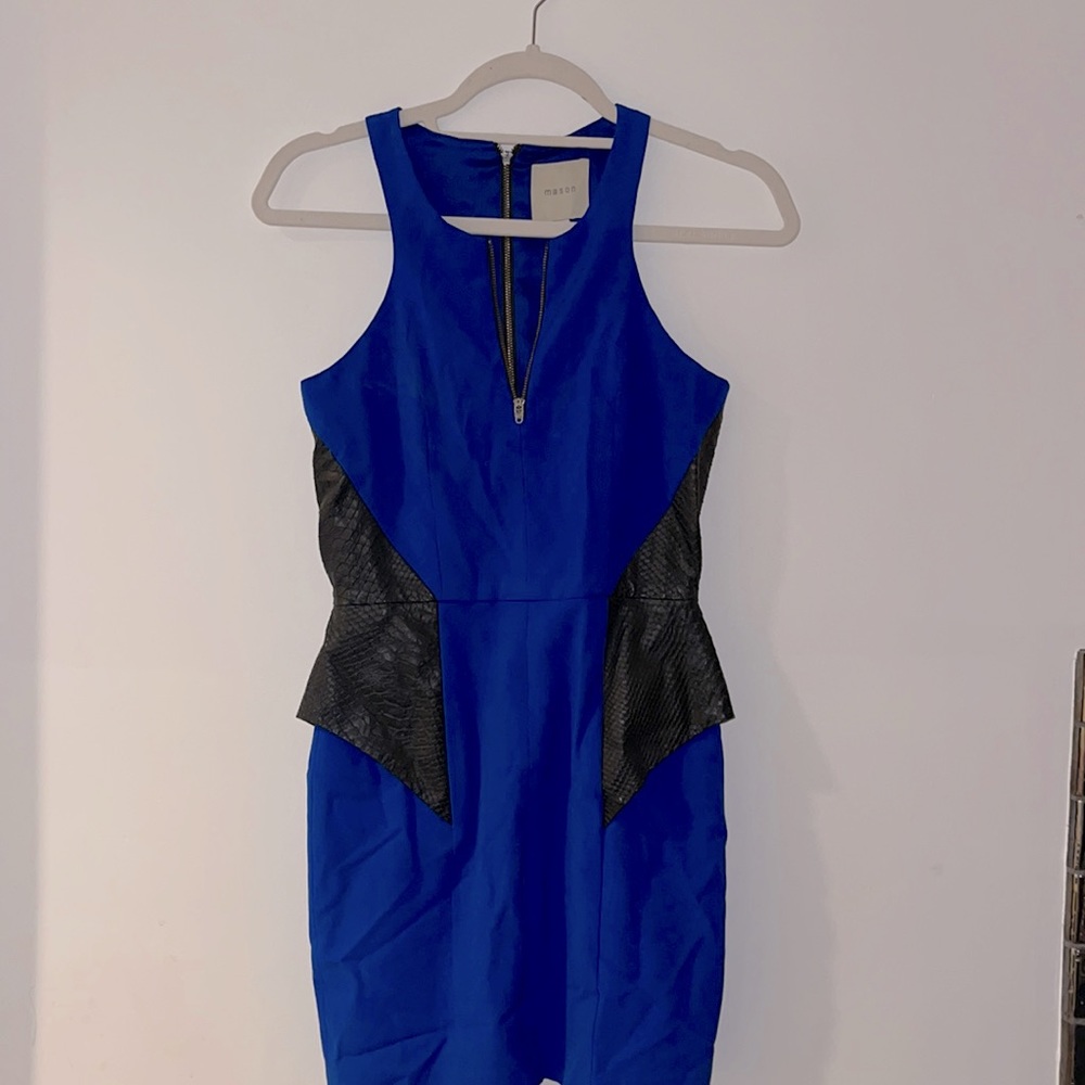 Mason, short tight blue and black mini dress Size 0